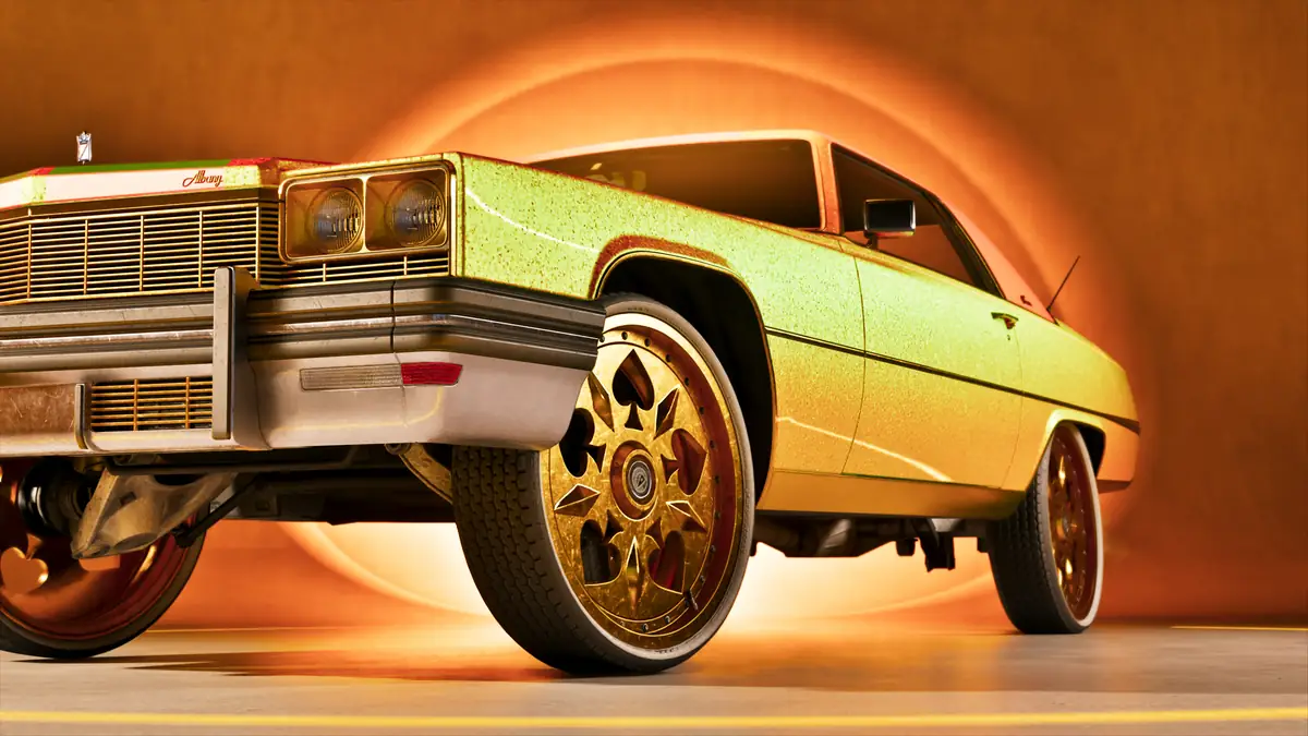 a green lowrider from Rideout Customs in an official GTA 6 image
